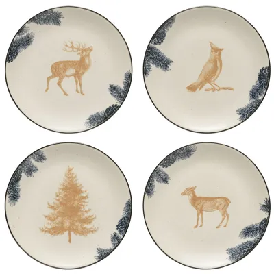 Elements Pine Set 4 Salad/Dessert Plates D8.5'' H1''