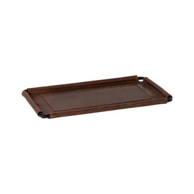 Leather Collection Brown Leather Rectangular Tray 10'' X 5.75''
