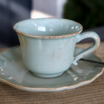 Alentejo Turquoise Coffee Cup And Saucer 3.75'' x 3'' H2.25'' | 3 Oz. D5.75''