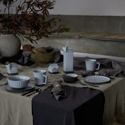Maria Dusk Grey Table Cloth 100% Li 69'' x 98.5''