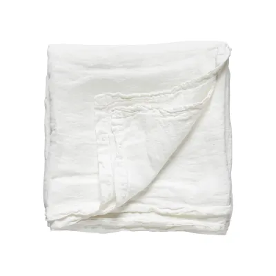 Maria Chalk White Table Cloth 100% Linen 69'' X 98.5''