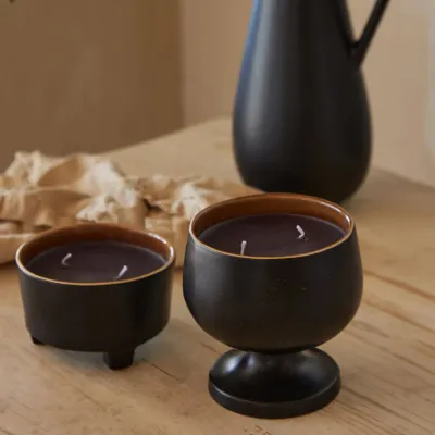Riviera Candles Black Terra Chalice Soy Wax Candle D4 5/8" H4 5/8" | 18 5/8 Fl Oz