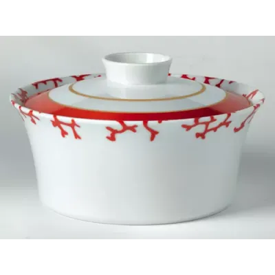 Cristobal Red Chinese Covered Vegetable Dish Diam 7.1 in