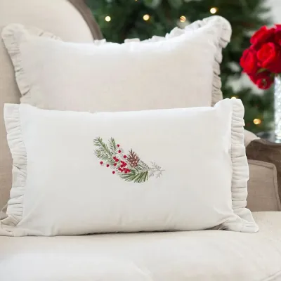 Natale Sprig, Cream (Multi) 13" x 19" Pillow