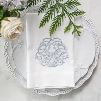 Baroque White (Light Blue) Tri-Fold Napkin