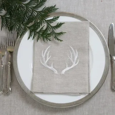 Antler Soft Flax (White) Tri-Fold Napkin