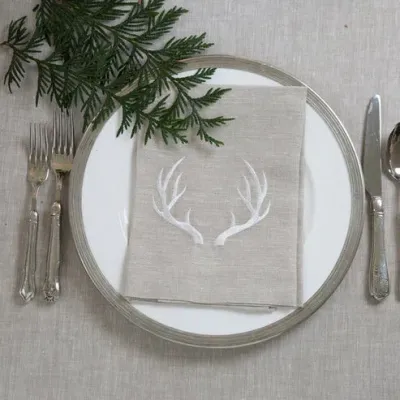 Antler Soft Flax (White) Tri-Fold Napkin