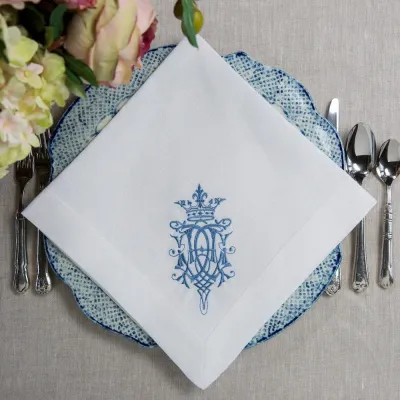 Royal, White (French Blue) 22" Square Napkin