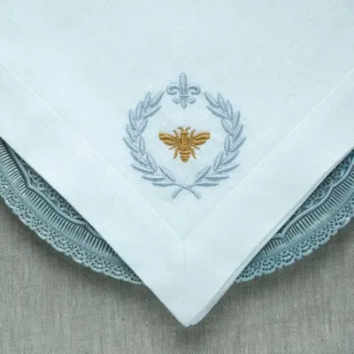 Italian Bee White (Light Blue/Gold) Large Napkin
