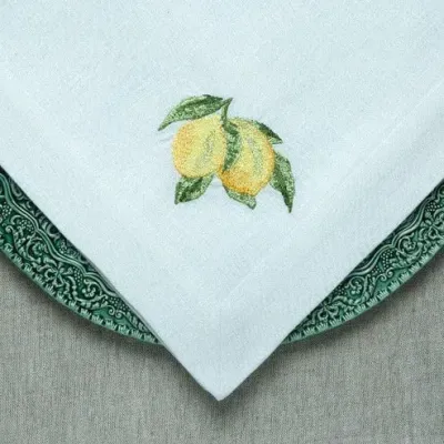 Lemon Branch White (Yellow) Large Napkin