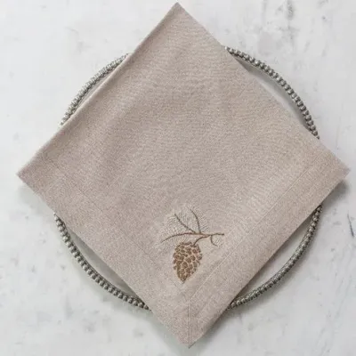 Pinecone Soft Flax (Brown/Platinum) Large Napkin