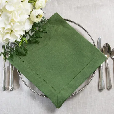 Hemstitch, Evergreen 22" Square Napkin