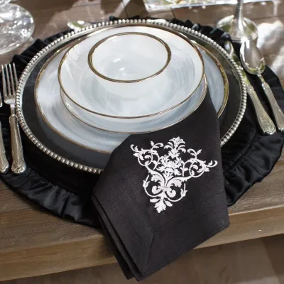 Victorian, Black (White) 22" Square Napkin