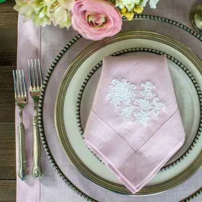 Whimsey Floral Lilac (White) Large Napkin