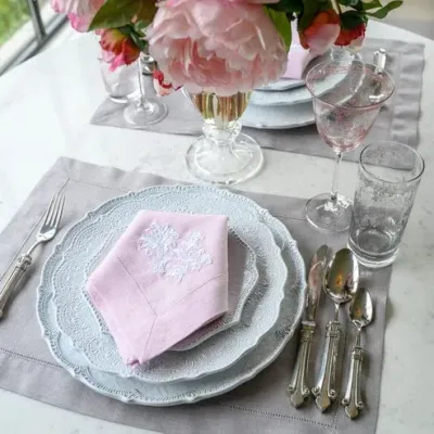 Whimsey Floral Lilac (White) Large Napkin