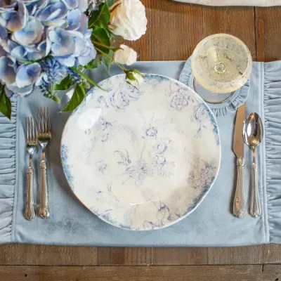 Rectangle, Velvet Light Blue, Ruffle 14" x 20" Placemat