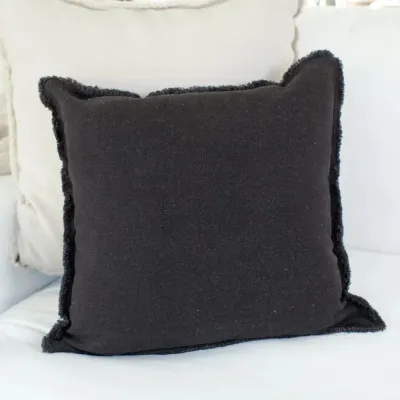 Provence, Black, Fringe, Filled 20" x 20" Throw Pillow