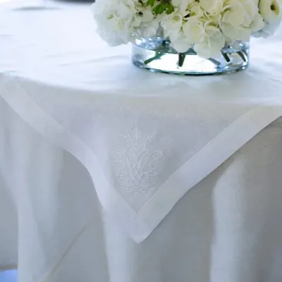 Crest White Square Tablecloth