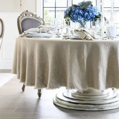 Provence Natural 90" Round Tablecloth