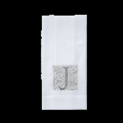 Monogram J Hand Towel White (Taupe)