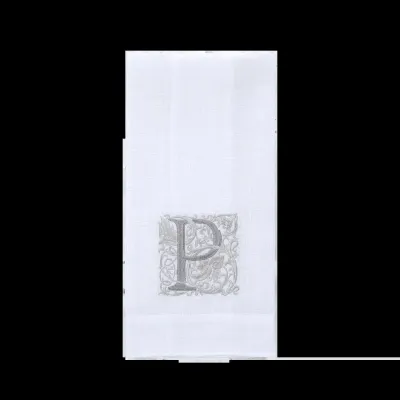 Monogram P Hand Towel White (Taupe)