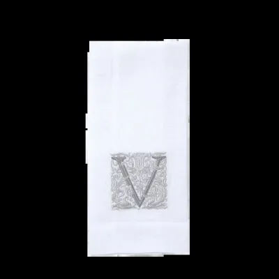 Monogram V Hand Towel White (Taupe)