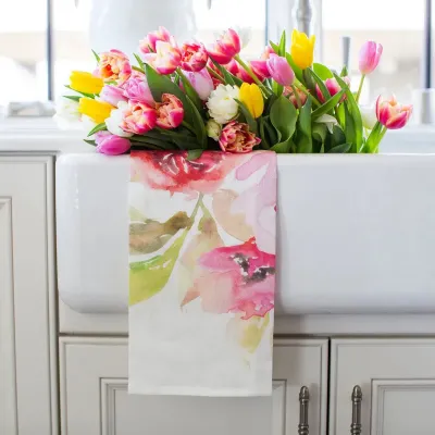 Watercolor Floral, Italian Linen 19.5" x 29" Linen Hand Towel