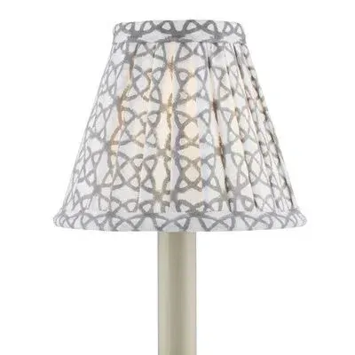 Block Print Pleated Chandelier Shade - Gray