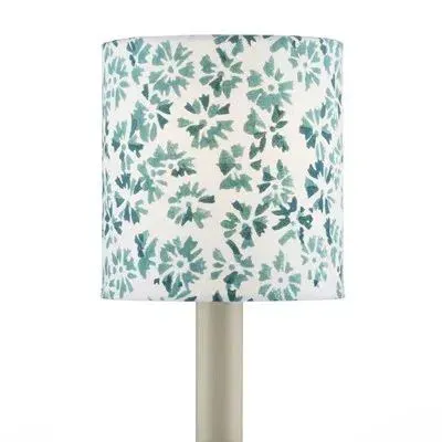 Block Print Drum Chandelier Shade - Green