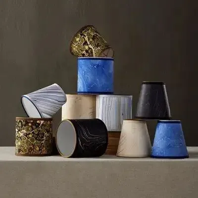 Marble Paper Drum Chandelier Shade - Blue