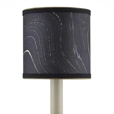 Marble Paper Drum Chandelier Shade - Black/Gold/Silver