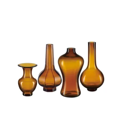 Amber & Gold Peking Long Neck Vase