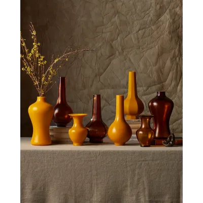Amber & Gold Peking Long Neck Vase