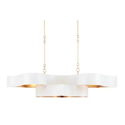 Grand Lotus White Oval Chandelier