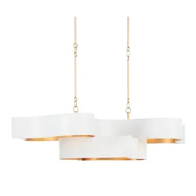 Grand Lotus White Oval Chandelier