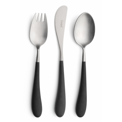 Alice 3-pc Children's Flatware Set (Knife, Fork, Spoon) - Black Matte