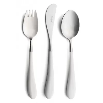 Alice 3-pc Children's Flatware Set (Knife, Fork, Spoon) - White Matte