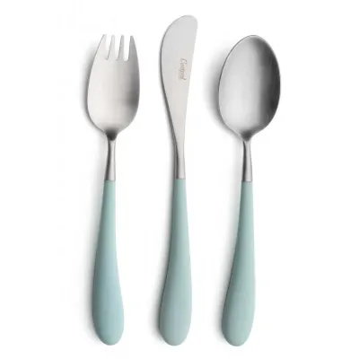 Alice 3-pc Children's Flatware Set (Knife, Fork, Spoon) - Turquoise Matte