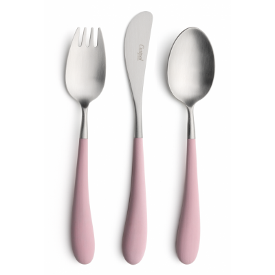 Alice 3-pc Children's Flatware Set (Knife, Fork, Spoon) - Pink Matte