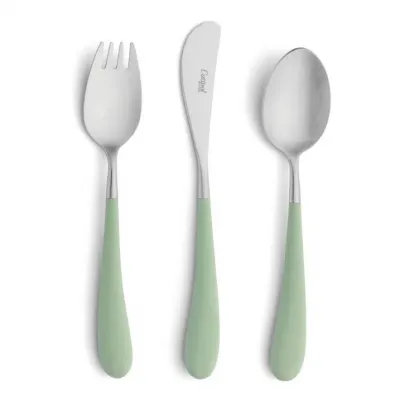 Alice 3-pc Children's Flatware Set (Knife, Fork, Spoon) - Celadon Matte