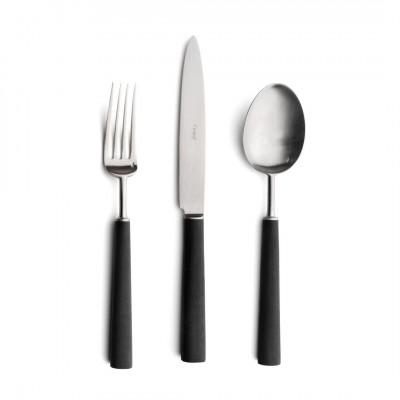 Ebony Black Handle/Steel Matte Flatware