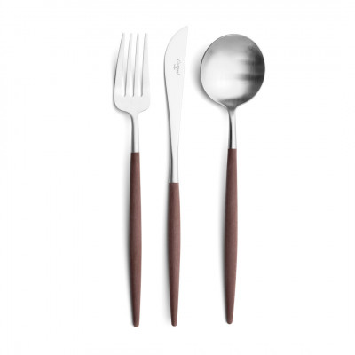 Goa Matte Steel/Brown Handle Chopstick Set 8.9 in (22.5 cm)