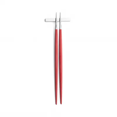 Goa Matte Steel/Red Handle Chopstick Set 8.9 in (22.5 cm)