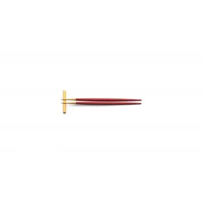 Goa Matte Gold/Red Handle Chopstick Set 8.9 in (22.5 cm)