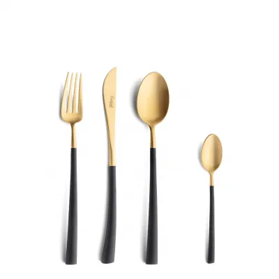 Noor Black Handle/Gold Matte Flatware