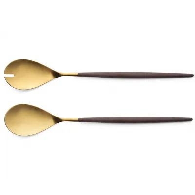 Mio Brown Handle/Gold Matte Chopstick Set 8.9 in (22.5 cm)