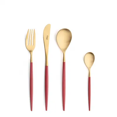 Mio Gold Red Handle/Steel Matte Flatware