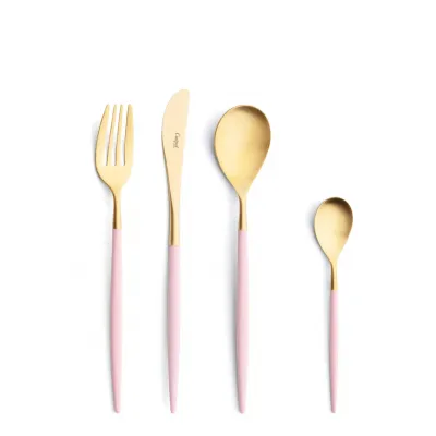 Mio Gold Pink Handle/Steel Matte Flatware