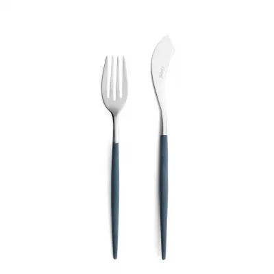 Mio Steel Matte/Blue Handle Chopstick Set 8.9 in (22.5 cm)