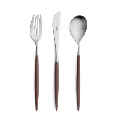 Mio Matte Steel/Brown Handle Chopstick Set 8.9 in (22.5 cm)
